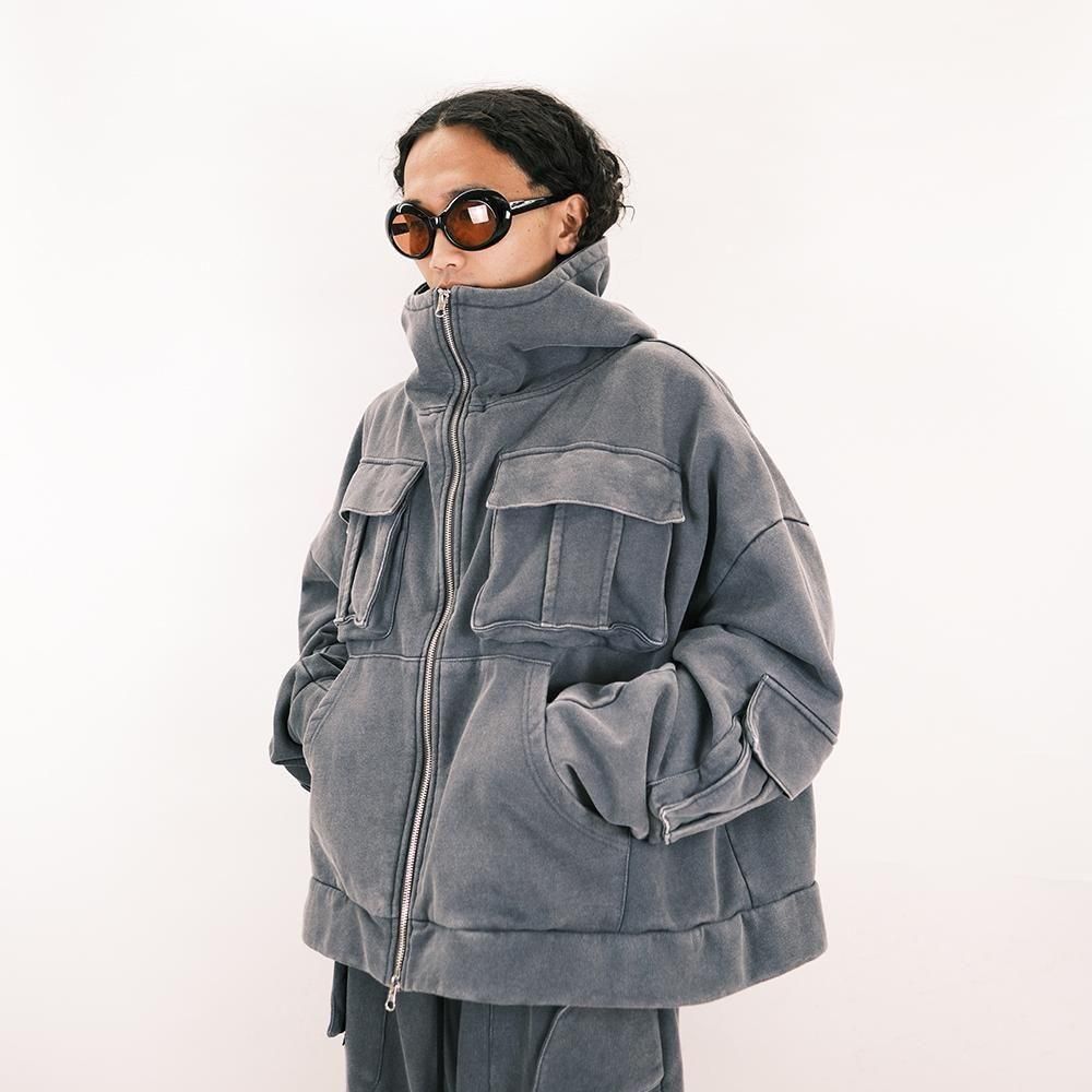 HYPOCRITE / heavy tactical zip hoodie(GRAY.WASH)