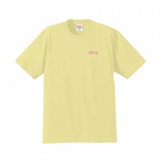 BETA刺繍　半袖Tシャツ / ライトイエロー×ピンク