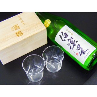 日本酒とグラスのギフトセット （伯楽星 純米吟醸 720ml ＋ うすはり SHIWA 五勺盃 ペア 木箱入り）【セット割】