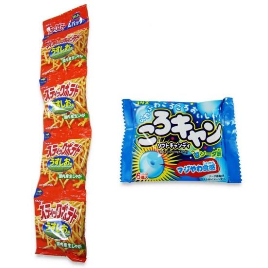 4P(内1)スティックポテト(じゃがいもと塩) / ころキャン(1個)(ソーダ) 【学】