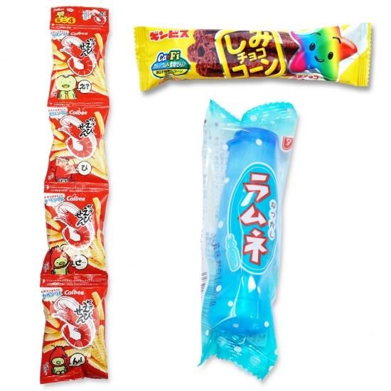 4P(内1)かっぱえびせん / しみチョココーン(1個) / なつかしラムネ(1個)