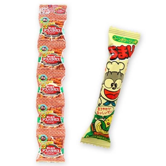 5P(内1)アスパラガス / うまい棒(コンポタ)(1本) 【学】