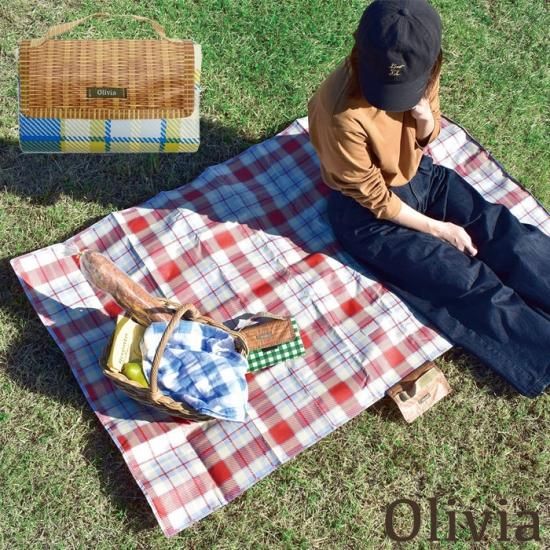 メール便 レジャーシート おしゃれ ピクニックシート コンパクト Olivia タータンチェック A396 チェック柄 2人用 3人用 薄型 ピクニ Seek