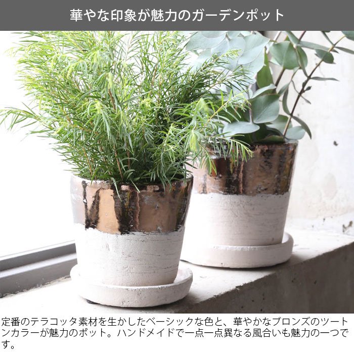 鉢 陶器 テラコッタ バイカラーポット S 植木鉢 DULTON ダルトン G20-0202S プランター ポット プラントポット 穴あり 水抜き穴  園芸 ソーサー 受け皿 付き おしゃれ フラワーポ Seek.