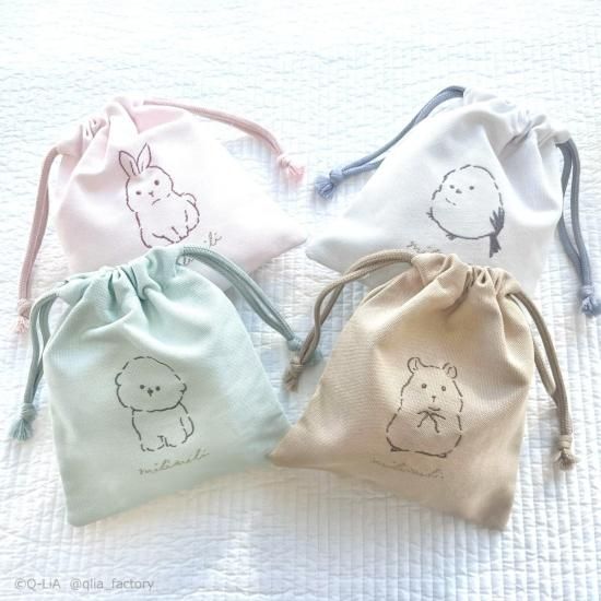 おやすみうさぎ 600％ 水色 ミント ③ 大きい子 ネコポス対応】ミリミリ 巾着 - クーリア・オンラインストア