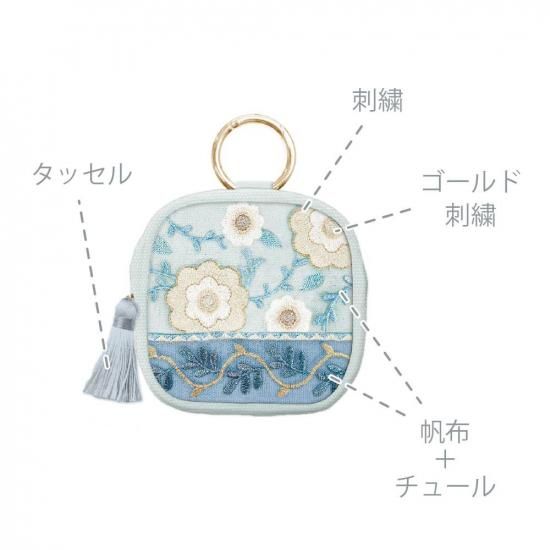 円形ポーチ ベージュと青 ボーリッシュ ミニポーチ（ベージュ） - クーリア・オンラインストア