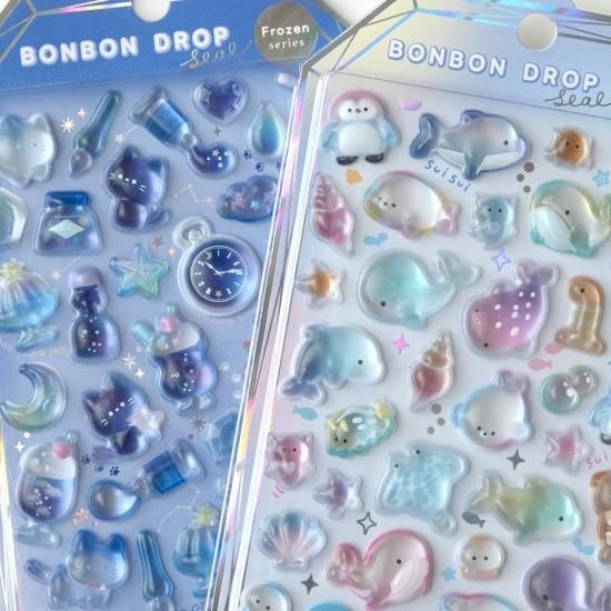 ネコポス対応】ボンボンドロップシール シャーベット ／よるねこ