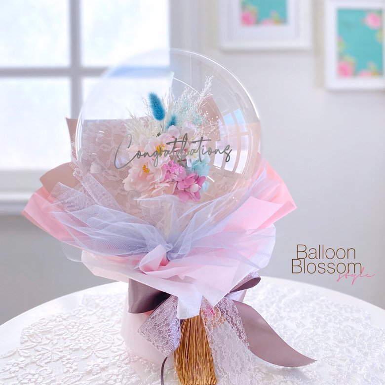 コロンとしたフォルムが可愛らしい♪桜のバルーンブーケ /バルーンブラッサムスタイル -結婚祝い 卒業祝い 入学祝い 祝電 電報