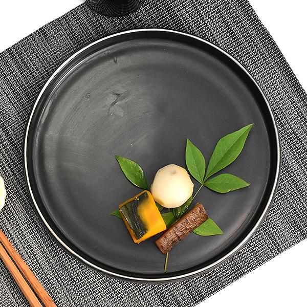 渕銀黒マット切立皿 （小） 約18cm 黒系 和食器 丸中皿 日本製