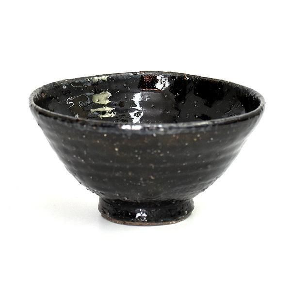 黒釉天目流し飯碗 約12.5cm 和食器 飯器・飯碗 日本製 美濃焼