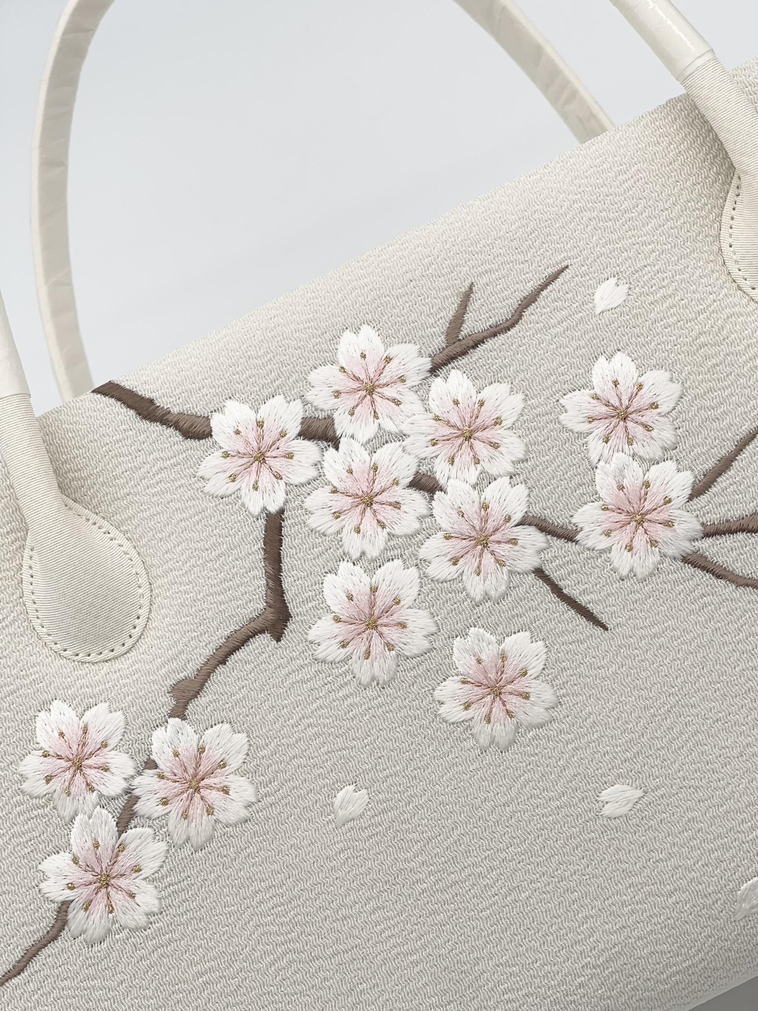 兎金] 利休バッグ（刺繍・こぼれ桜）