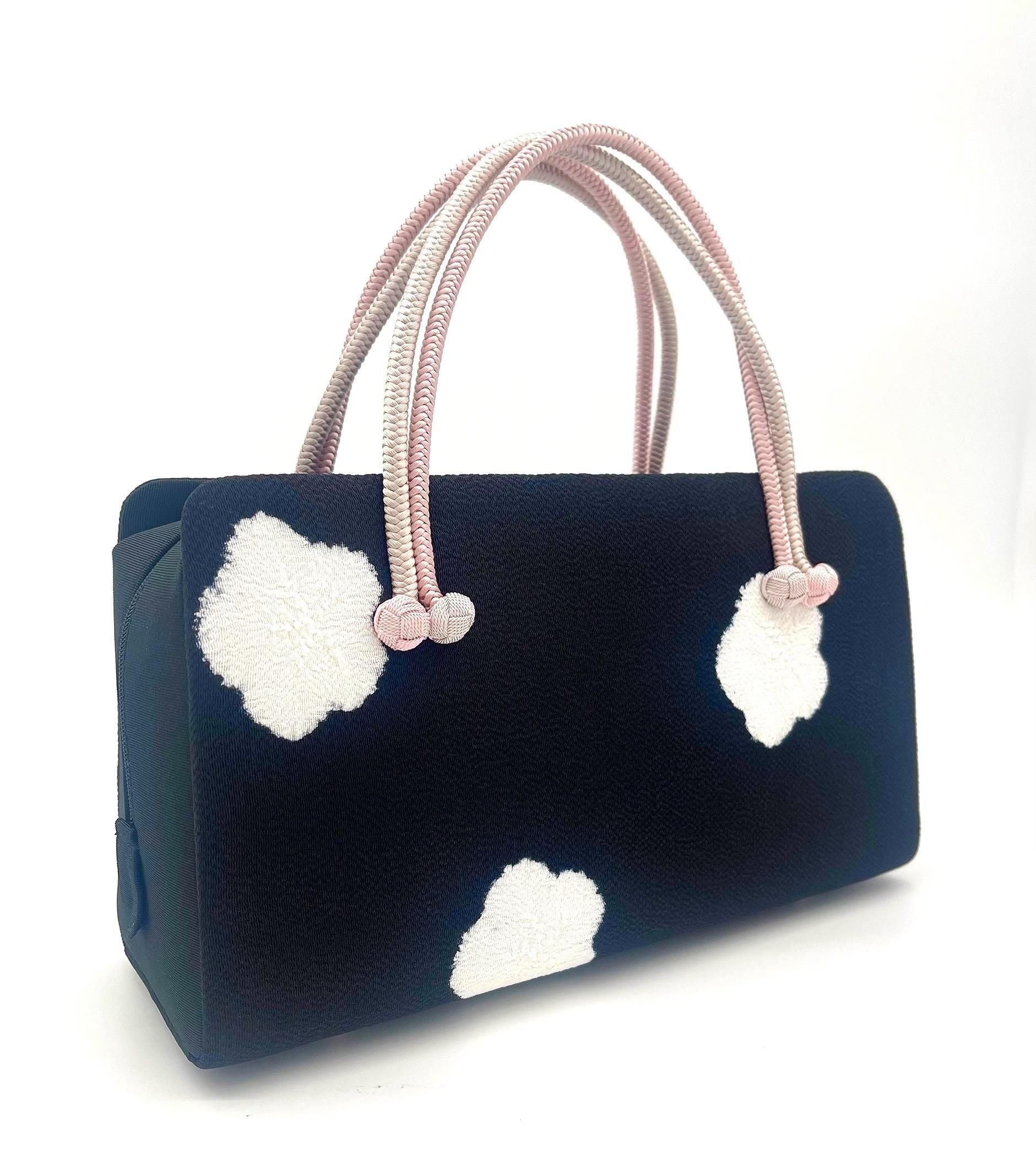 兎金] 利休バッグ(絞り・黒白桜)