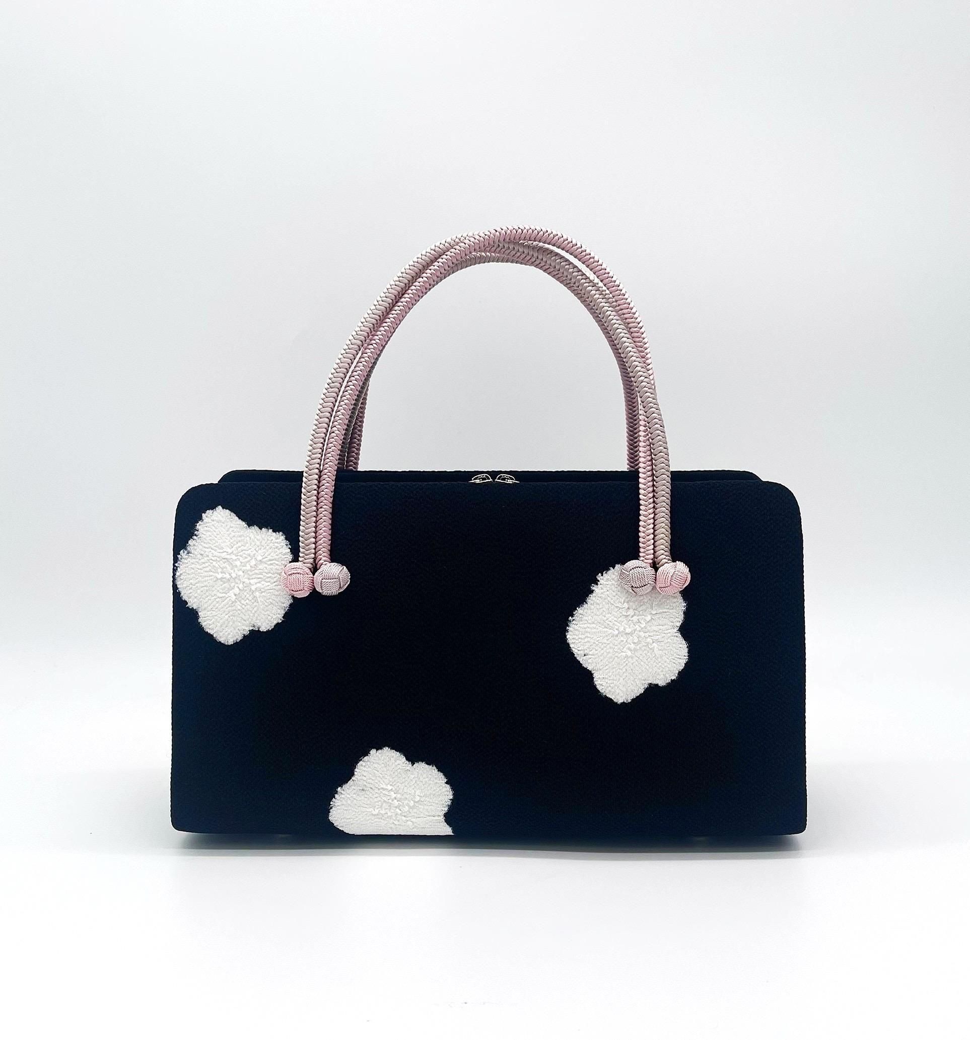 兎金] 利休バッグ(絞り・黒白桜)