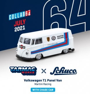 【限定3台】TARMAC WORKS<br> VW Type 2 (T1) Panel Van Martini Racing<br>1/64 ミニカー