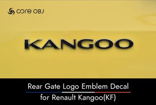 core OBJ<br>Rear Gate Logo Emblem Decal<br>for Renault Kangoo 3 (KF) <br>Gloss Black / Matt Black