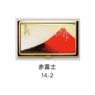 14-2 蒔絵カードケース ゴールド 桐箱入り・赤富士