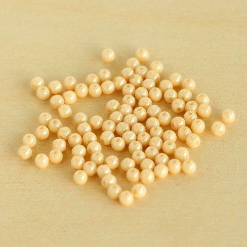 チェコビーズ ラウンド 3mm チョークホワイトシャンパンラスタ 100個