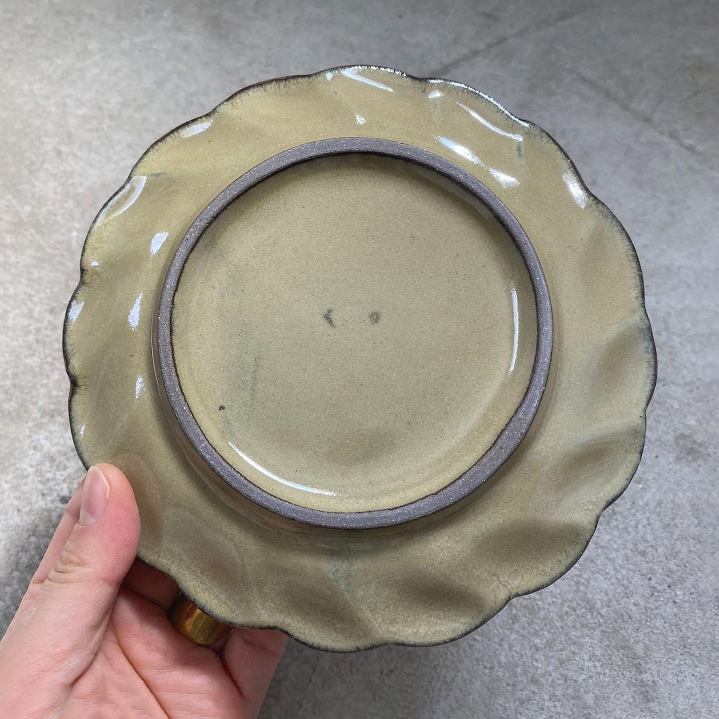 石岡信之　皿　22cm 作家もの 鉄絵波紋四角皿大 - 石岡信之 作家もの器 | zakka土の記憶