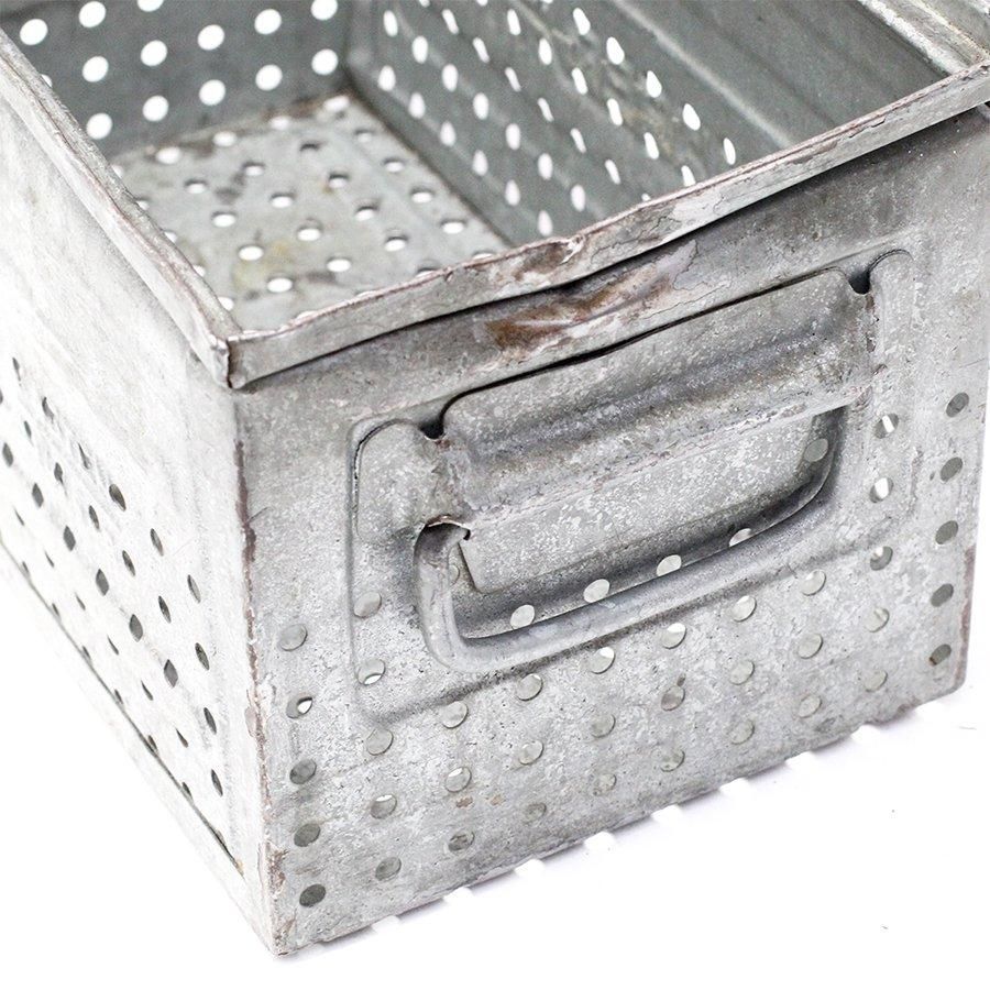 レトロ・ヴィンテージ風コンテナ収納ボックス ブリキ インダストリアル