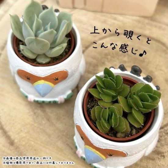 小鳥とミニポットのセット、レンガ製花台付き 小鳥とミニポットのセット、レンガ製花台付き