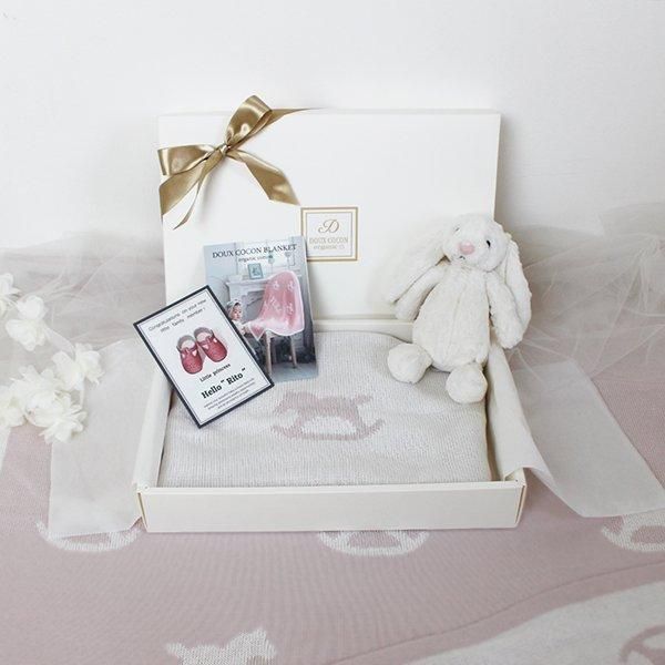 出産祝い人気おくるみ】バニー＆100％オーガニックコットンおくるみギフト