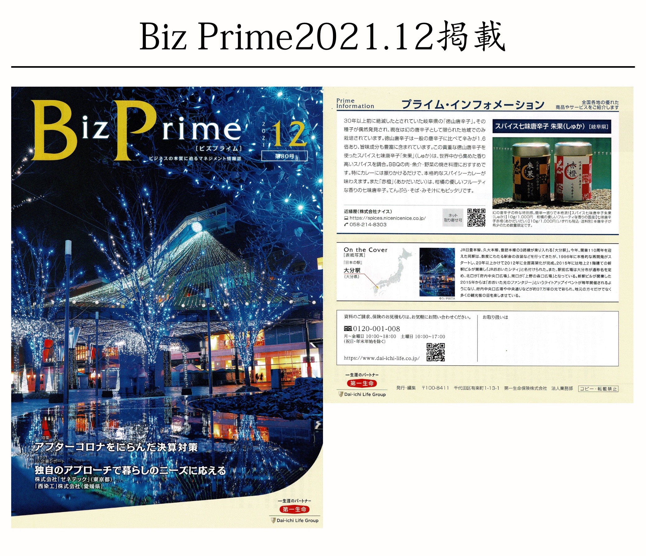 第一生命　BIZ　Prime　ビズプライムに掲載