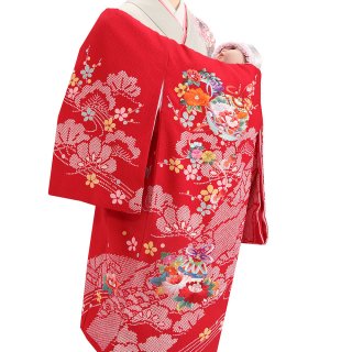 【高級】女の子レンタル産着　G205 高級正絹赤地 高級刺繍