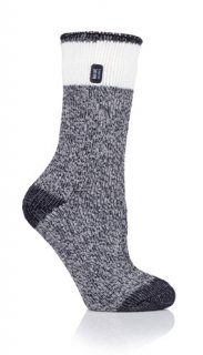 LADIES HEAT HOLDERS BLOCK TWIST SOCKS - SNOWDROP