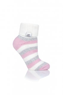 LADIES HEAT HOLDERS SLEEP SOCKS - RIB TURN OVER CUFF