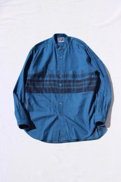 BLUE BLUE JAPAN/インディゴネル キリカエ スタンドカラー シャツ