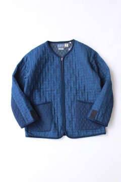 BLUE BLUE JAPAN/インディゴ ツートーンキルト ノーカラージップジャケット