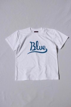 BLUE BLUE/CURSIVE Blue プリントショートスリーブ Tシャツ