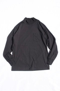 LIFEWEAR/USA MADE 5.5oz Mock Neck Long Sleeve Pocket T-shirts BLK