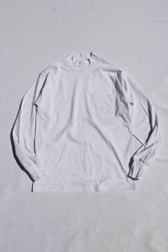 LIFEWEAR/USA MADE 5.5oz Mock Neck Long Sleeve Pocket T-shirts ASH