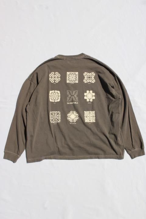 SALVAGE PUBLIC/Pigment L/S Tee(Hawaiian Quilting) COFFEE