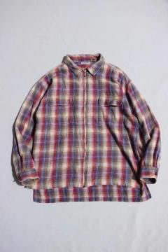 USED/VINTAGE ZIP FLANNEL SHIRT