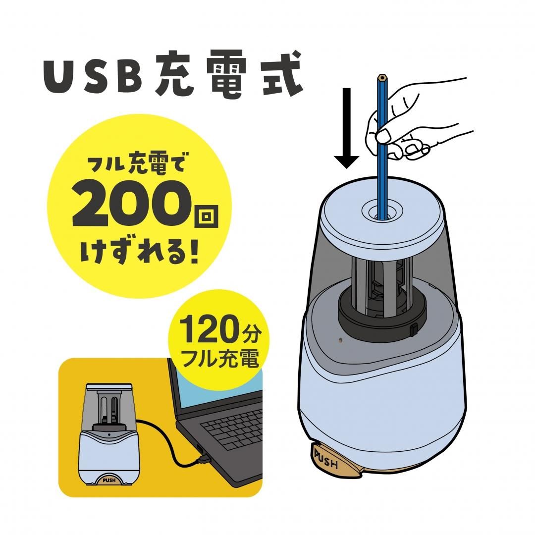充電式鉛筆けずりRS038BL/RS038GY/RS038RD - kutsuwa-online