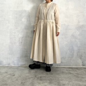 R&D.M.Co- DENSELY LINEN FRONT OPEN SHIRT DRESS    Antiquewhite