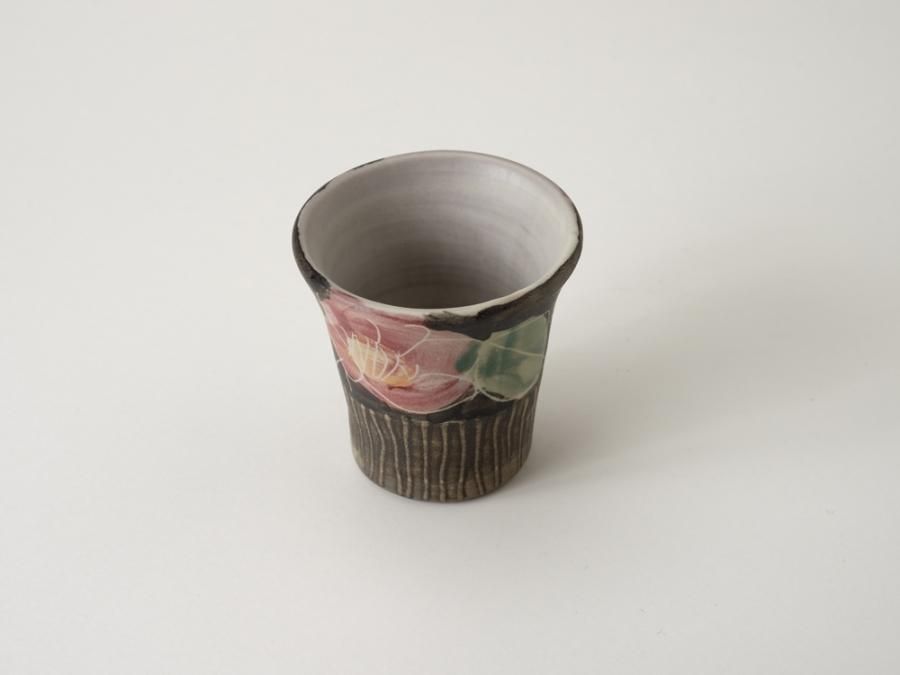 堂前守人　カップ&ポット 堂前守人・陶器作品】｜ 植物文カップ＆ソーサー(5種のうち「ツバキ