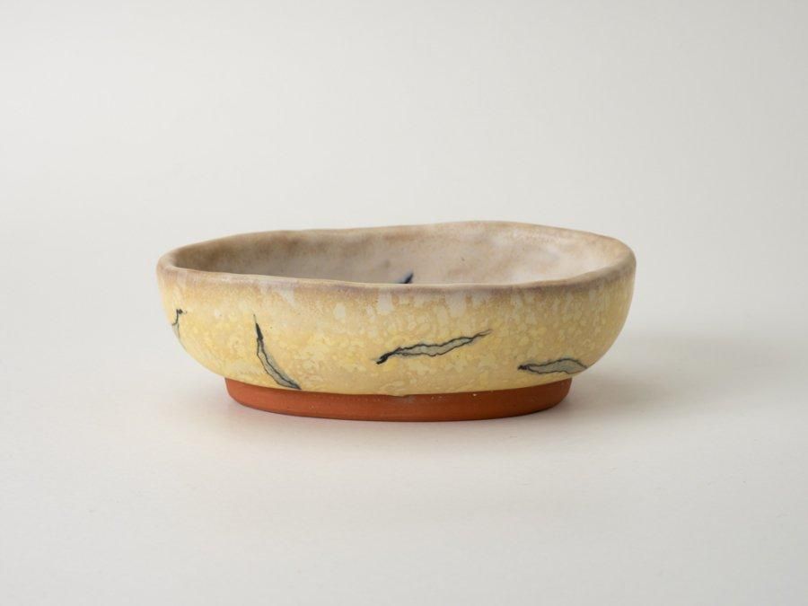 堂前守人・陶器作品】｜ だ円小鉢＜2柄＞ ～Online Shop｜紅椿
