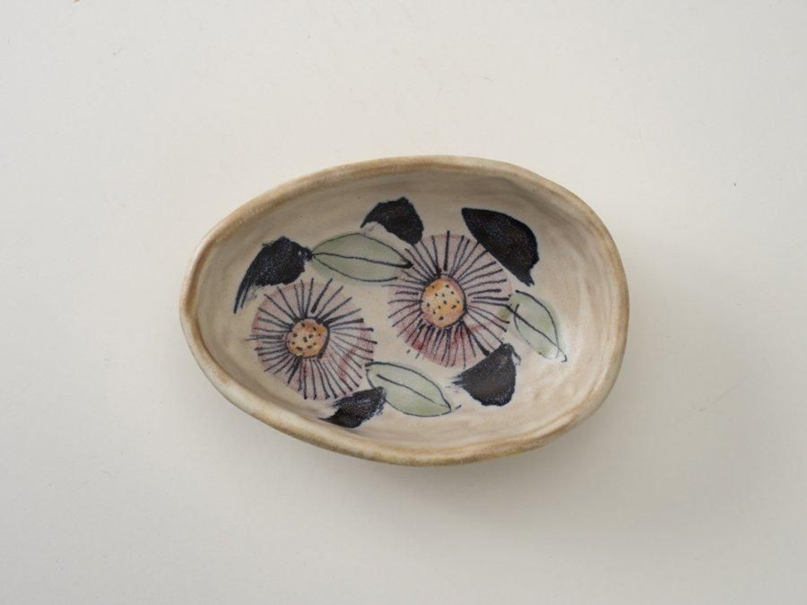 堂前守人・陶器作品】｜ だ円小鉢＜2柄＞ ～Online Shop｜紅椿