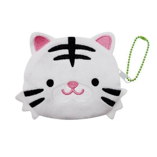【SALE／60%OFF】 ジッパーコインケース ゆるくて - あにまる（ホワイトタイガー） ピンズ・ピンバッジ・缶バッジ