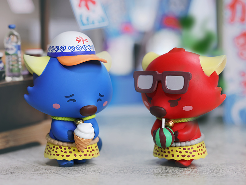 【非売品】フィギュア☆GOちゃん☆BIちゃん GOOBI THE KID FOX 子狐ちゃん達の夏の思い出シリーズ【ピース