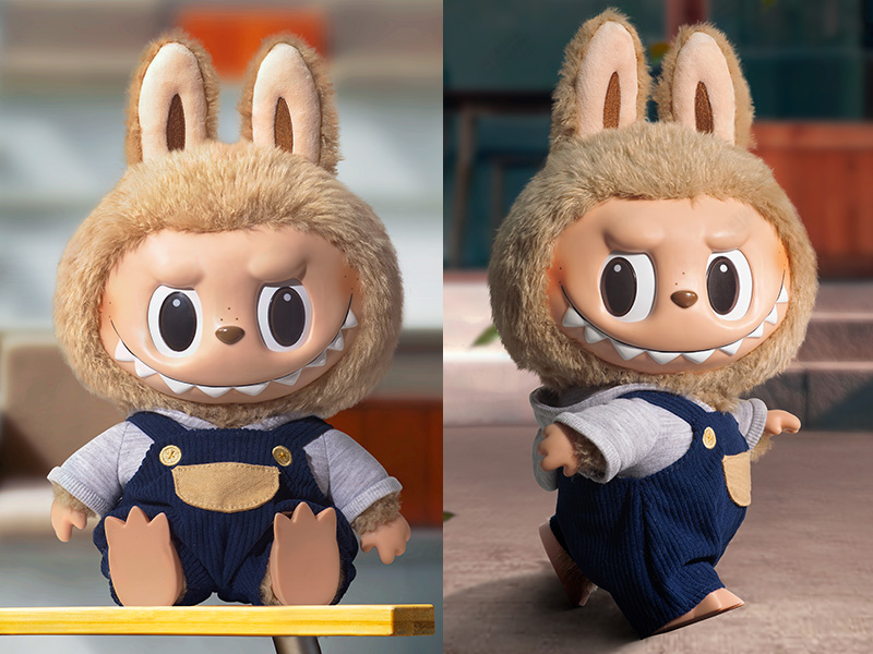 POP MART】Labubu ラブブ 顔型キーホルダー おもろい ベージュ