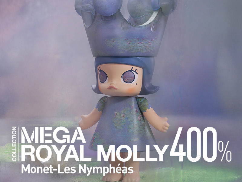 MEGA ROYAL MOLLY 400% Monet-Les Nympheas - POP MART JAPAN MEGA ROYAL MOLLY 400% Monet-Les Nympheas - POP MART JAPAN