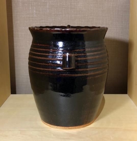 京焼・清水焼 河合栄之助 作 天目釉 水指 無傷保証 共箱。 - 新