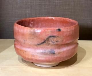 5 赤楽茶碗 かんぜ窯 誠二作品 共箱 共布 四方桟