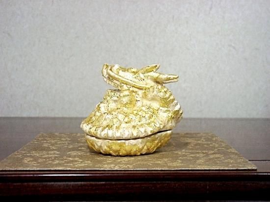 政所窯 永興紹道 作 龍 香合 無傷 共箱。
