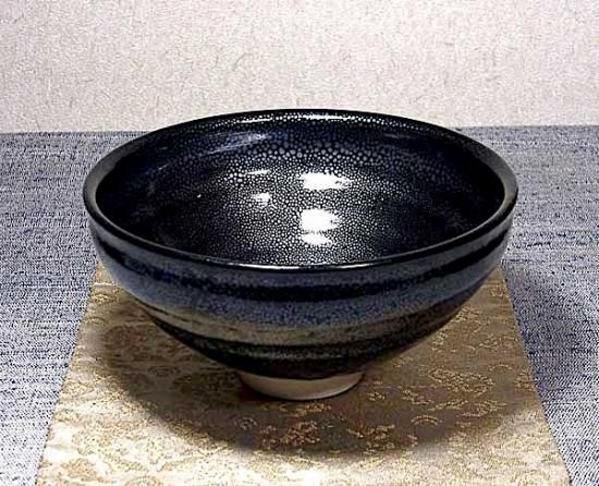 上神焼 中森窯 中森三郎（不入）作 油滴天目 茶碗 無傷 共箱 保証