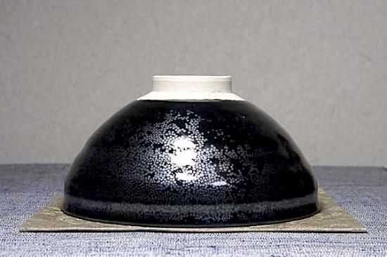 上神焼 中森窯 中森三郎（不入）作 油滴天目 茶碗 無傷 共箱 保証